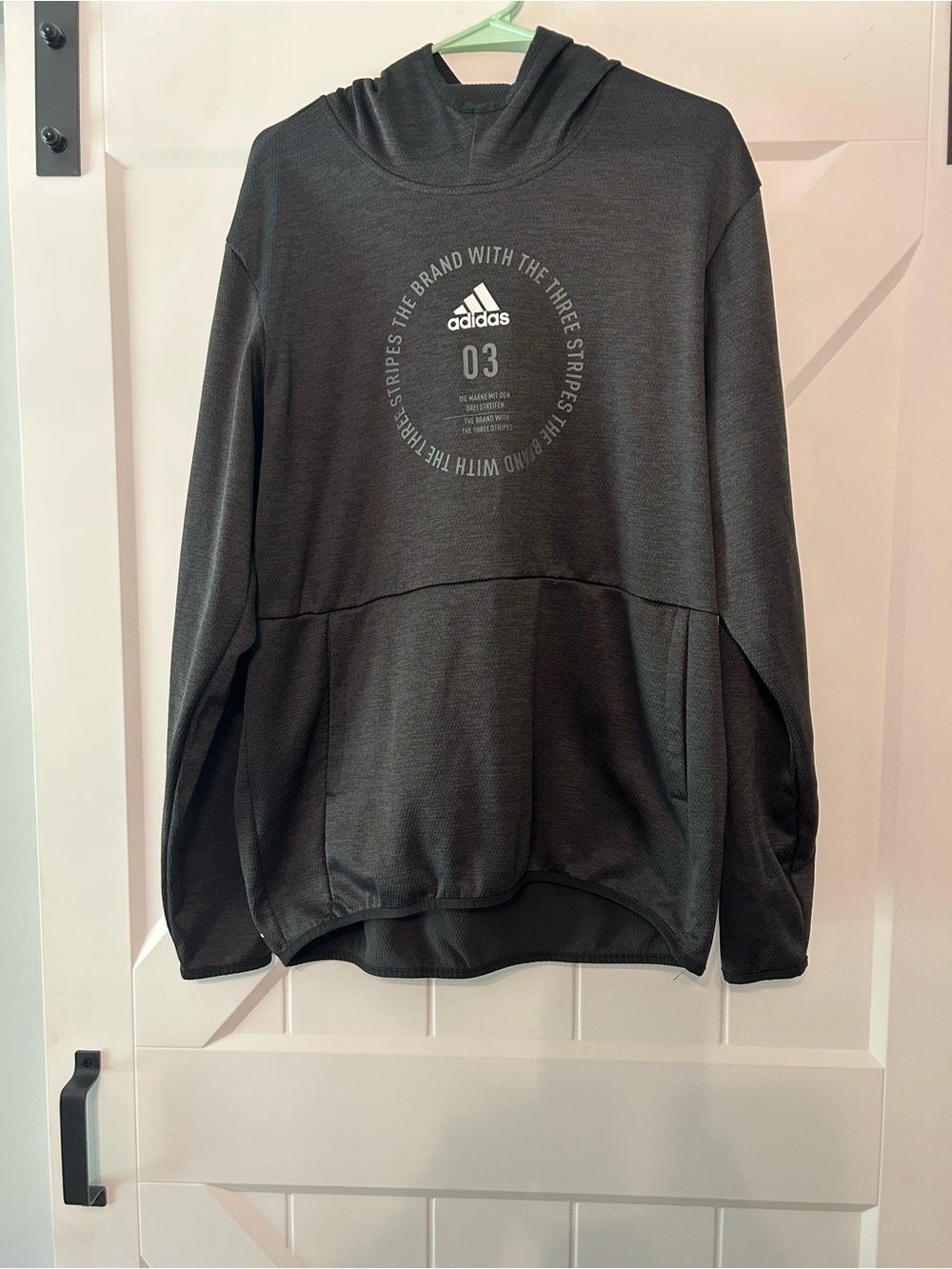 adidas Men’s Dark Gray Crewneck Pullover Hoodie